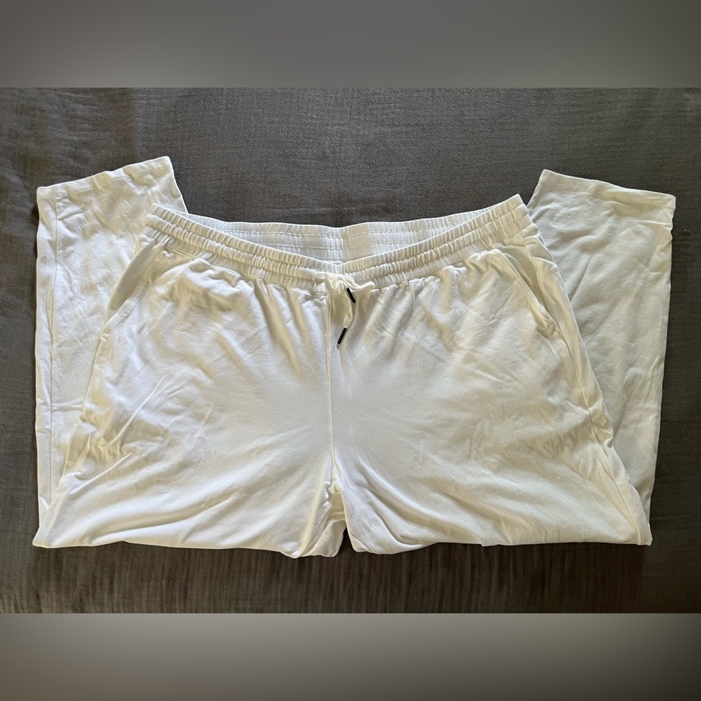Eileen Fisher stretchy white cotton/spandex elastic waist casual pant EUC 2X